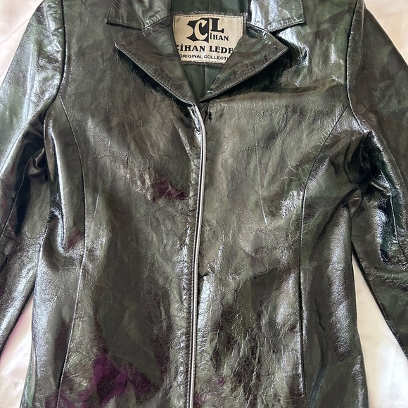 CIHAN LEDER Original Collection Vintage Patent Snakeskin Genuine Leather Jacket - Picture 10 of 12